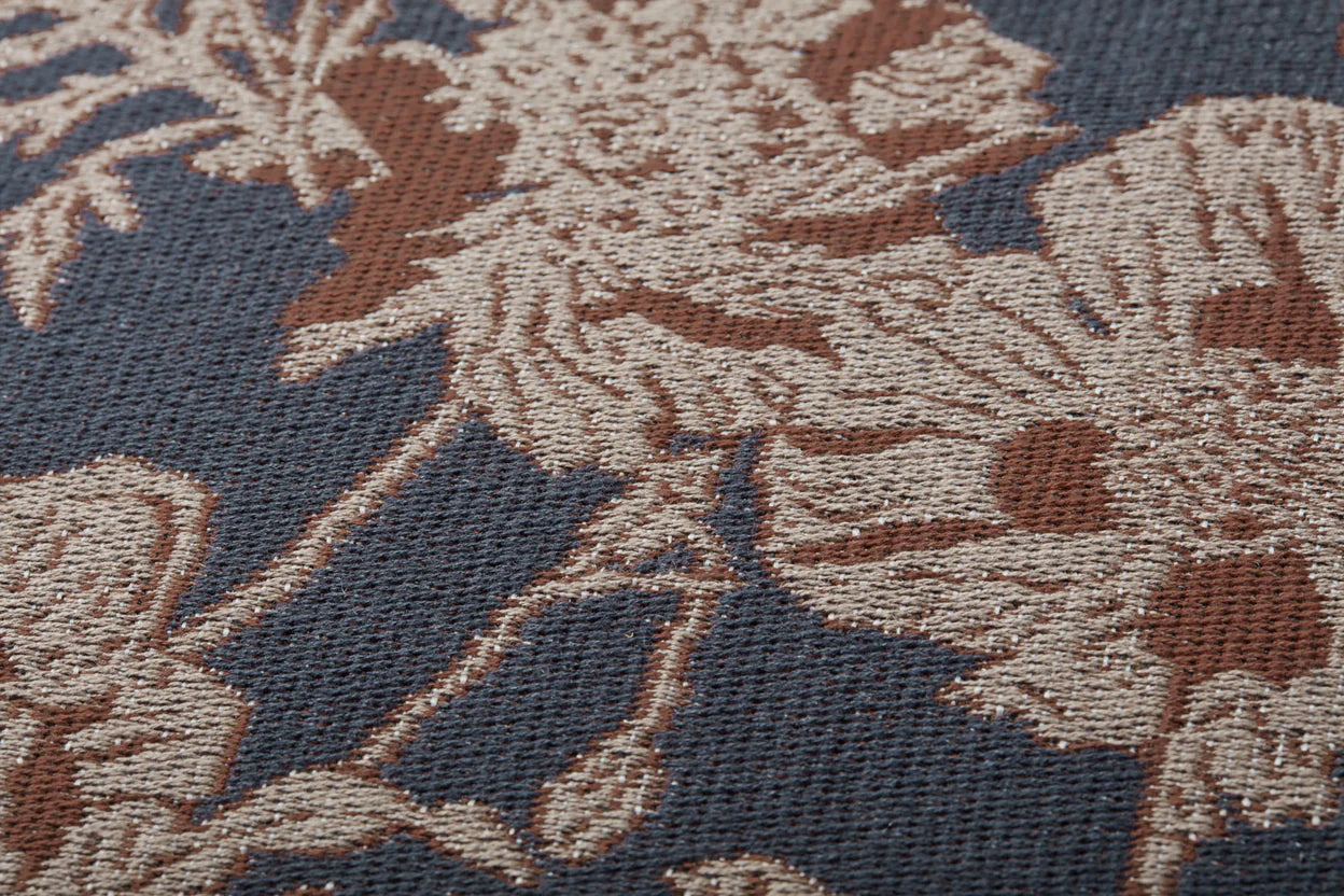 Blue and Rust Floral Pillow