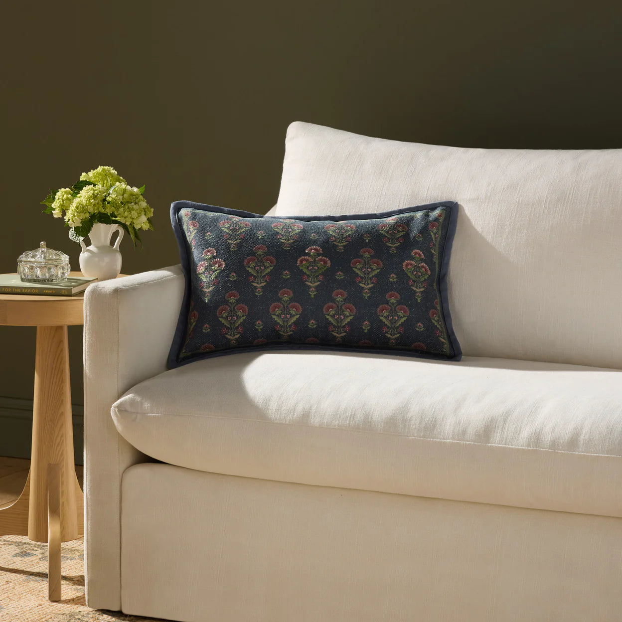 Floral Stitch Blue Pillow