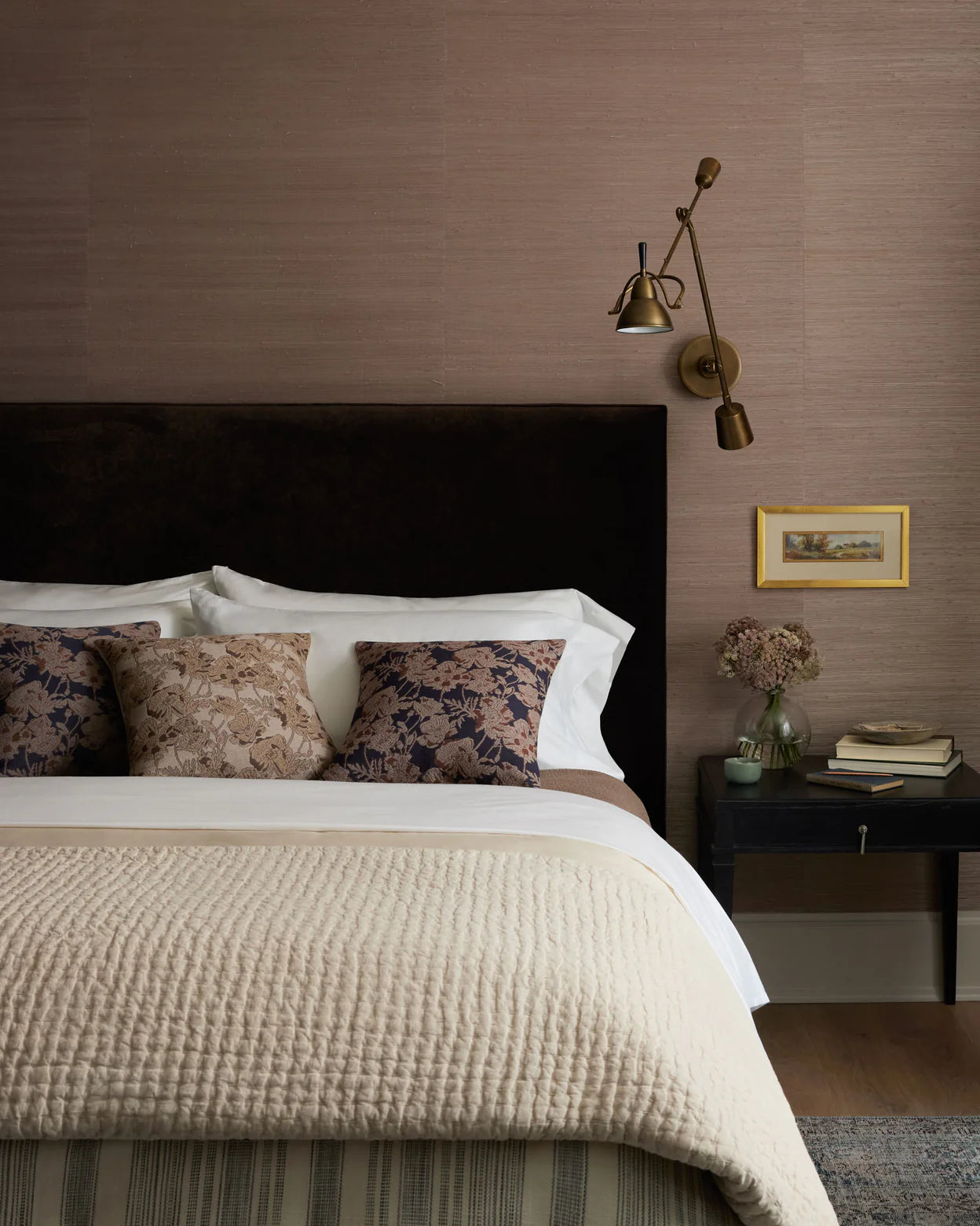 Blue and Rust Floral Pillow