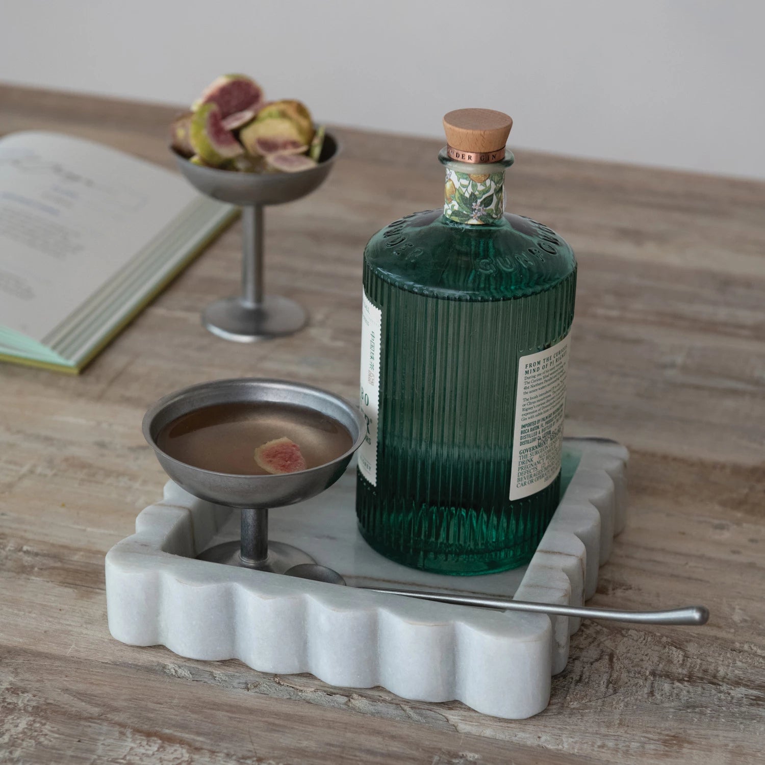 Grey Marble Scalloped Tray