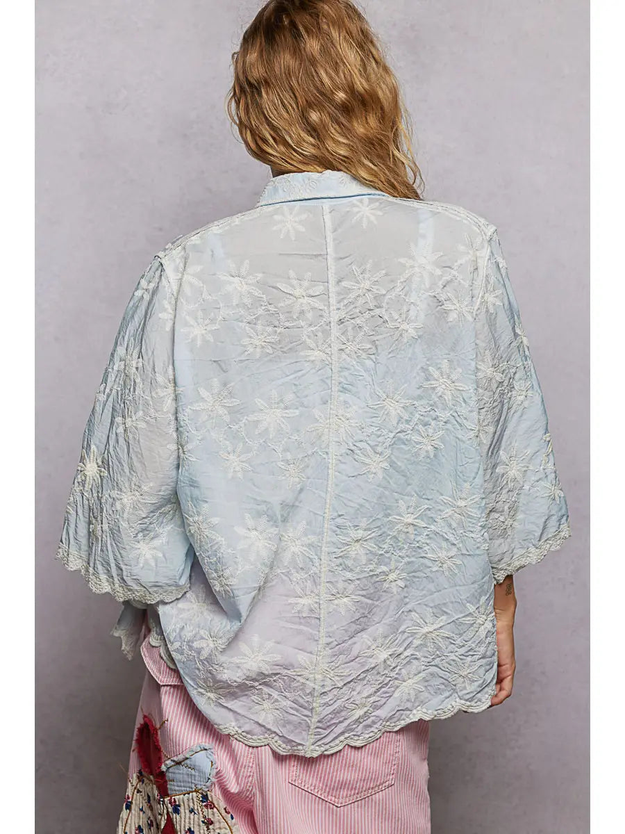 Embroidered Floral Half Sleeve Shirt