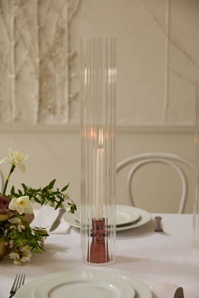Ribbed Optic Glass Candle Sleeve