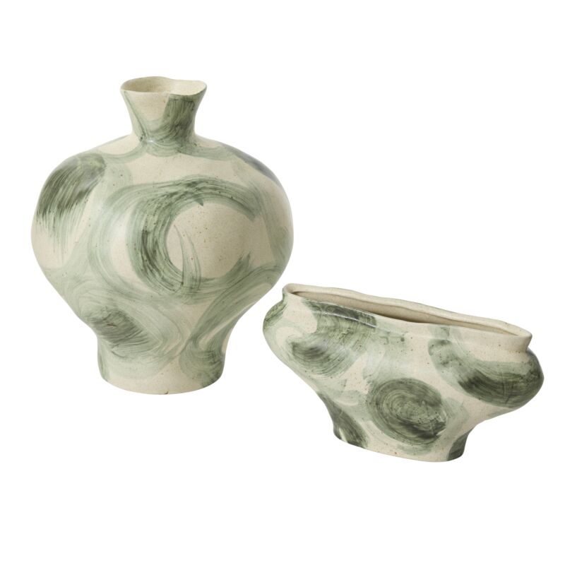 Green Brushstroke Vase