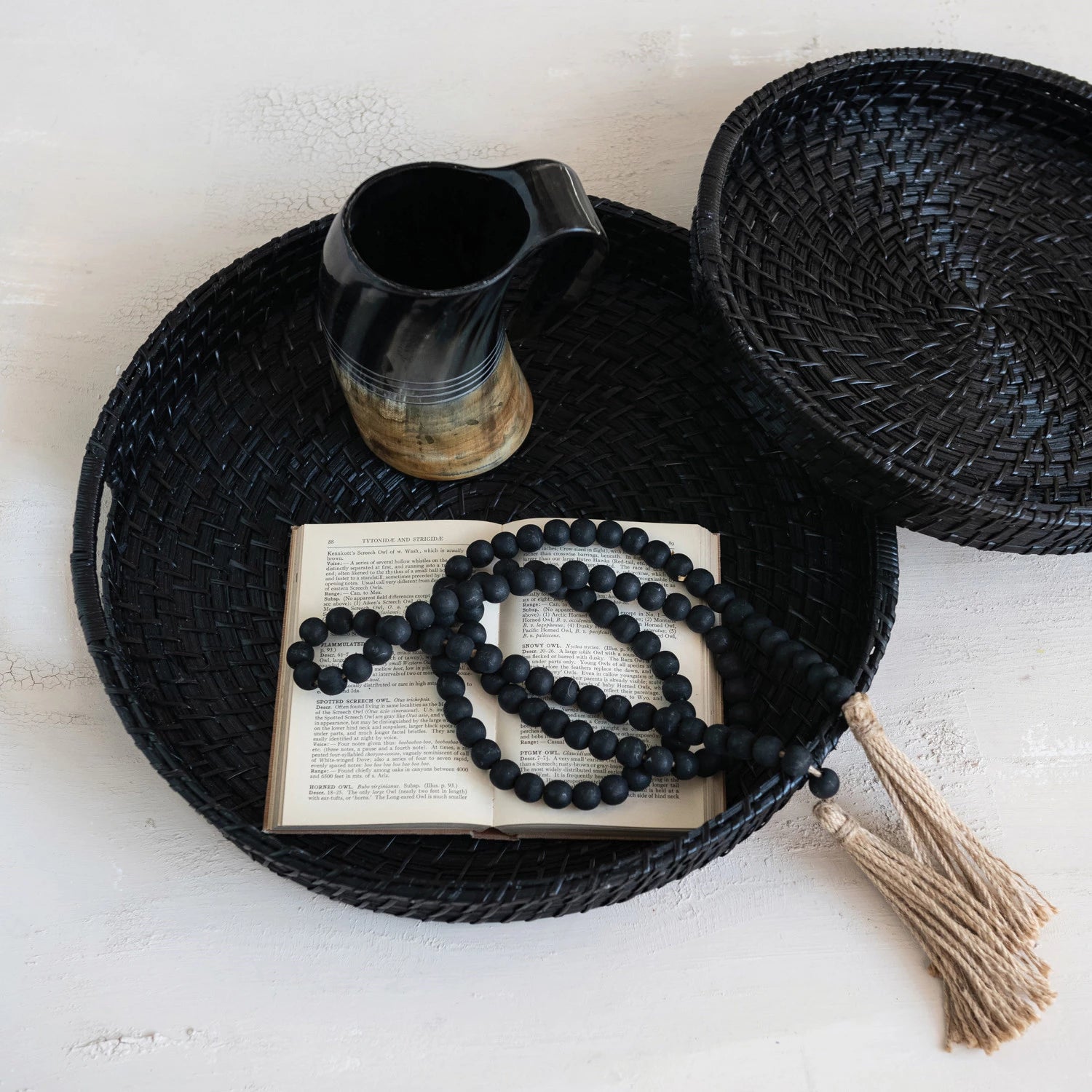 Black Bamboo Woven Tray