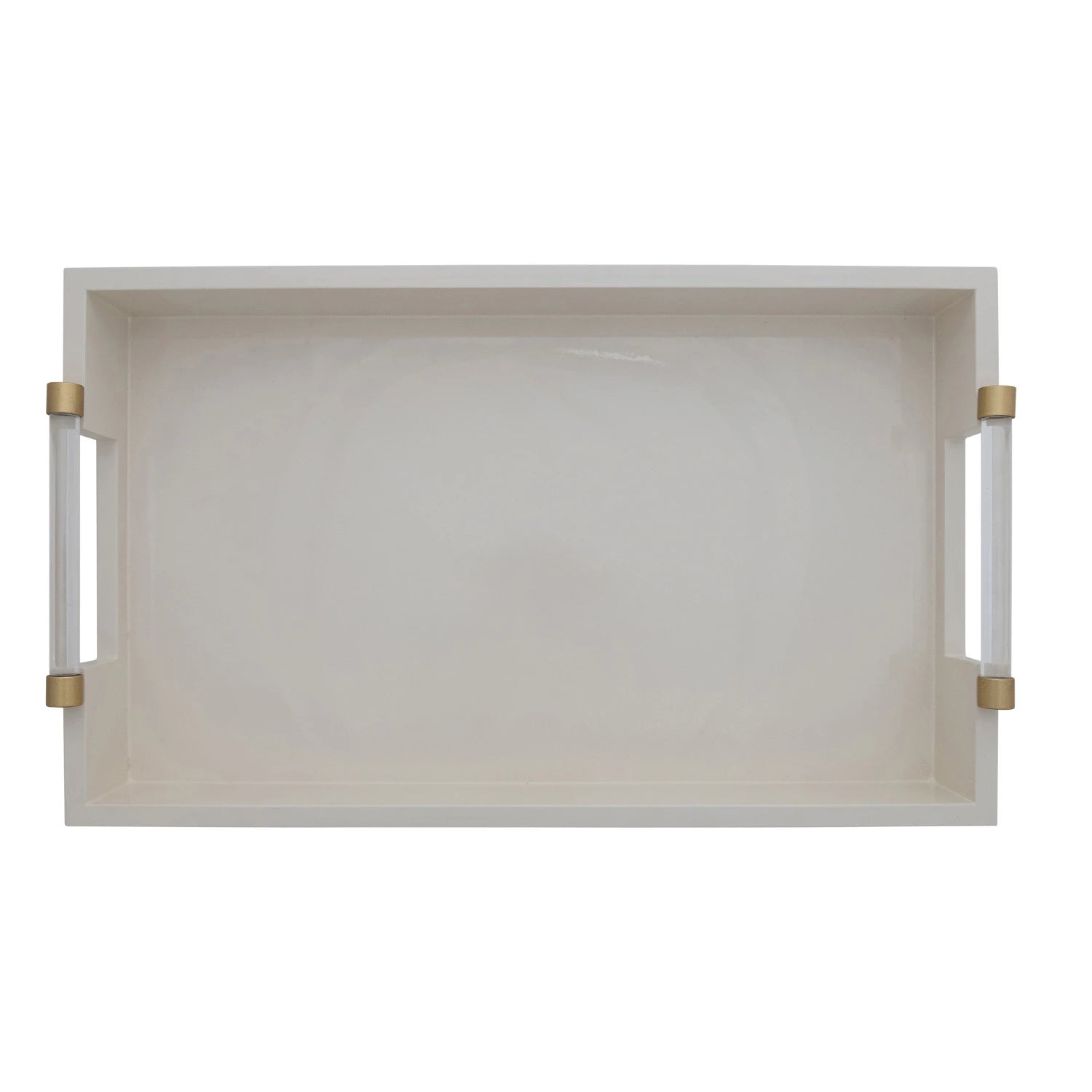 White Lacquered Tray with Acrylic Handle