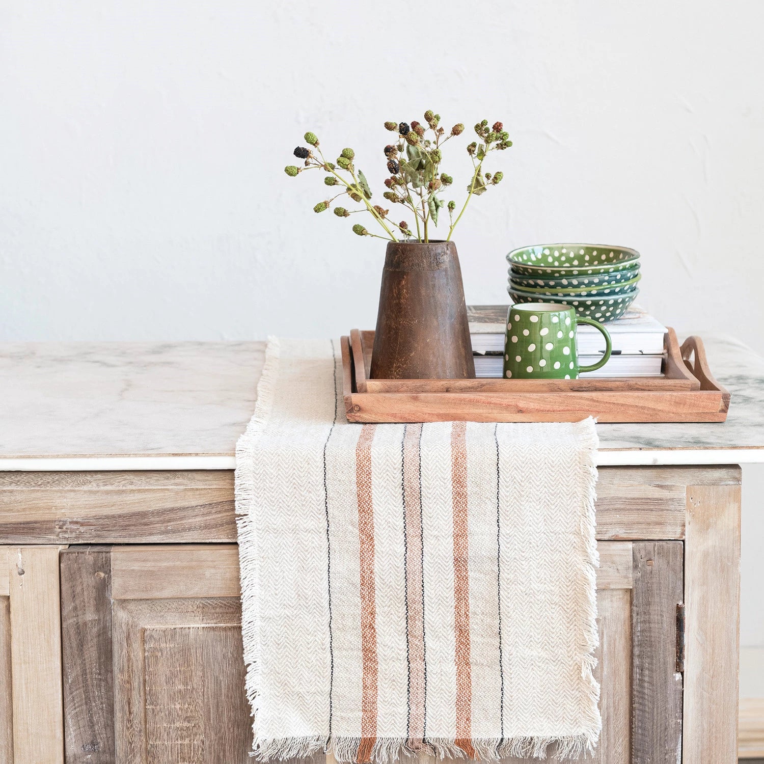 Acacia Wood Tray with Handles