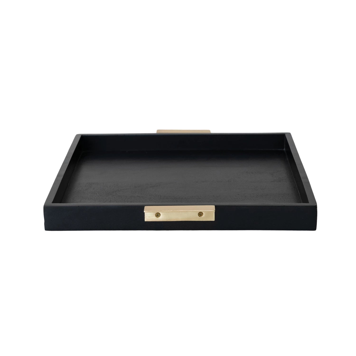 Black Mango Wood Gold Handle Tray