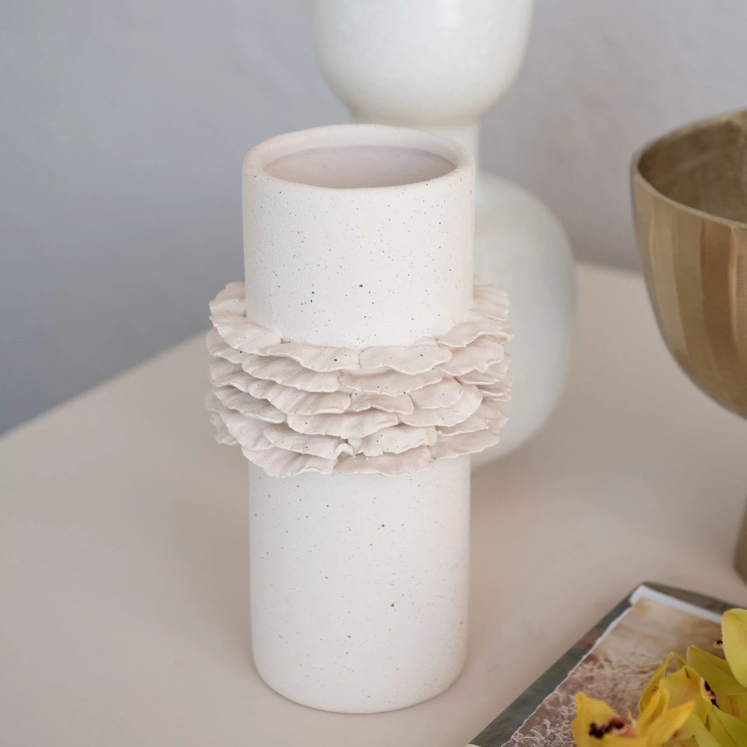 Stoneware Ruffled Vase