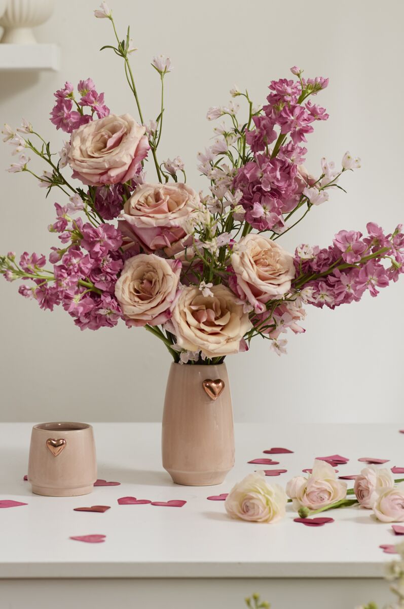 Metallic Heart Pink Vase