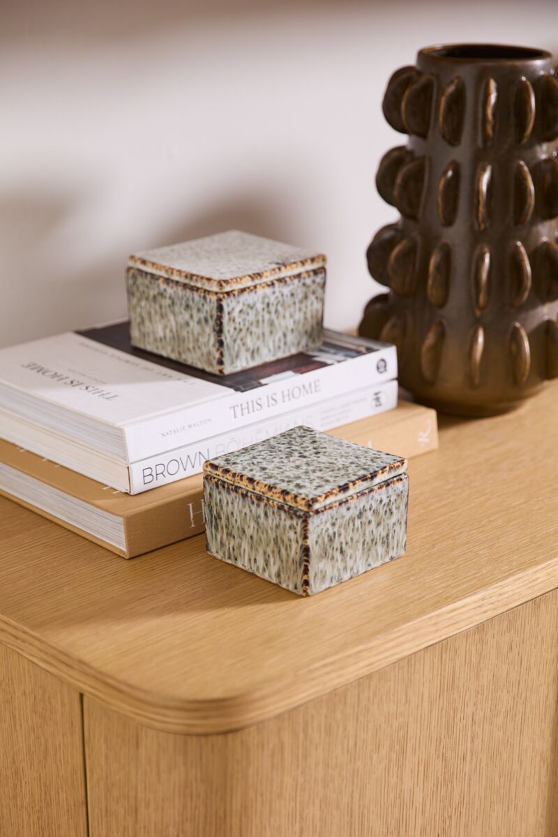 Spotted Stoneware Lidded Box