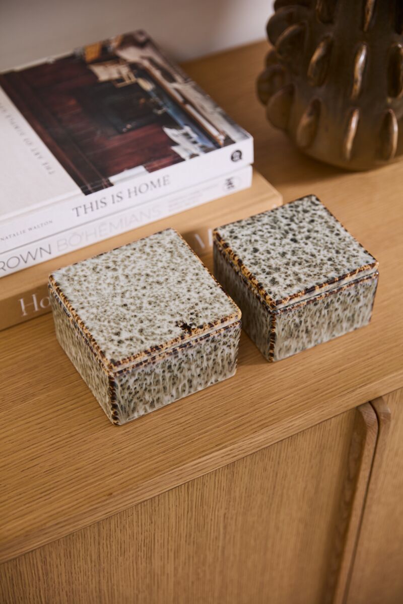 Spotted Stoneware Lidded Box