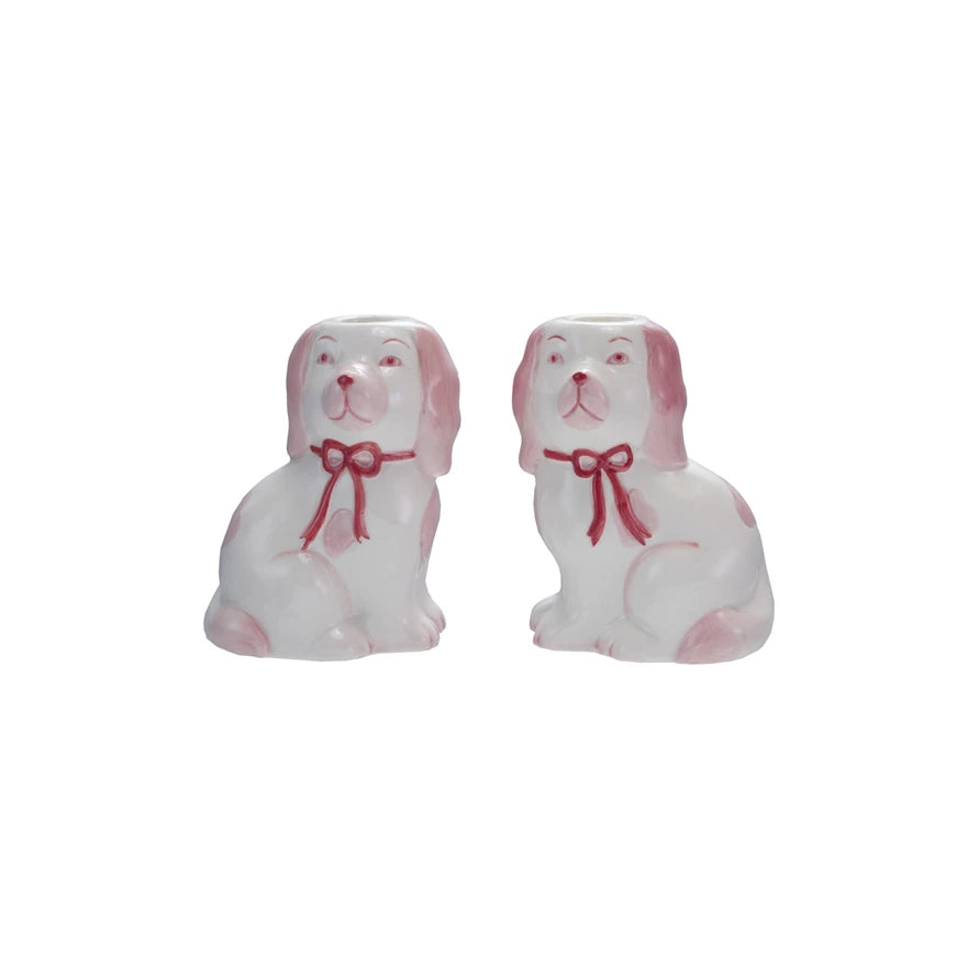Pink Staffordshire Dog Taper Holder