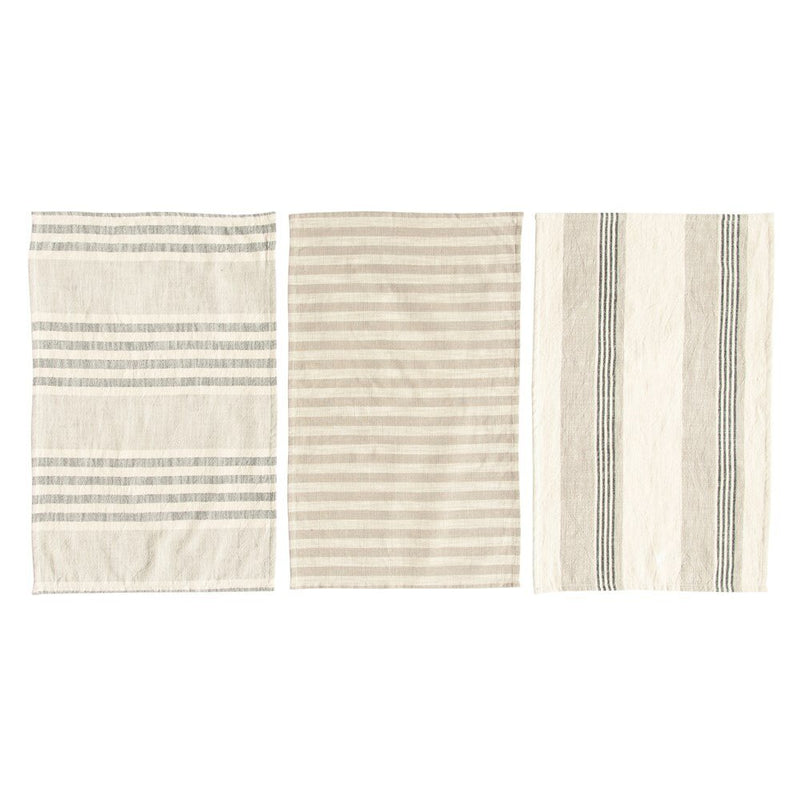 Neutral Woven Striped Hand Towels