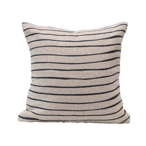 Black and Cream Striped Pillow