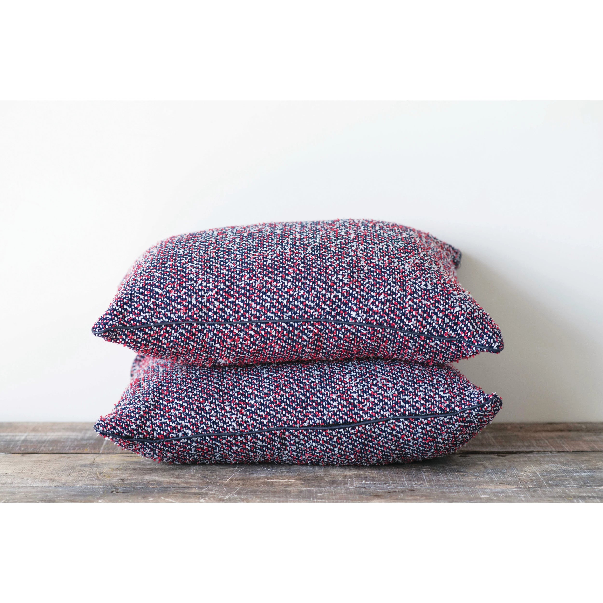 Red & Blue Wool Lumbar Pillow