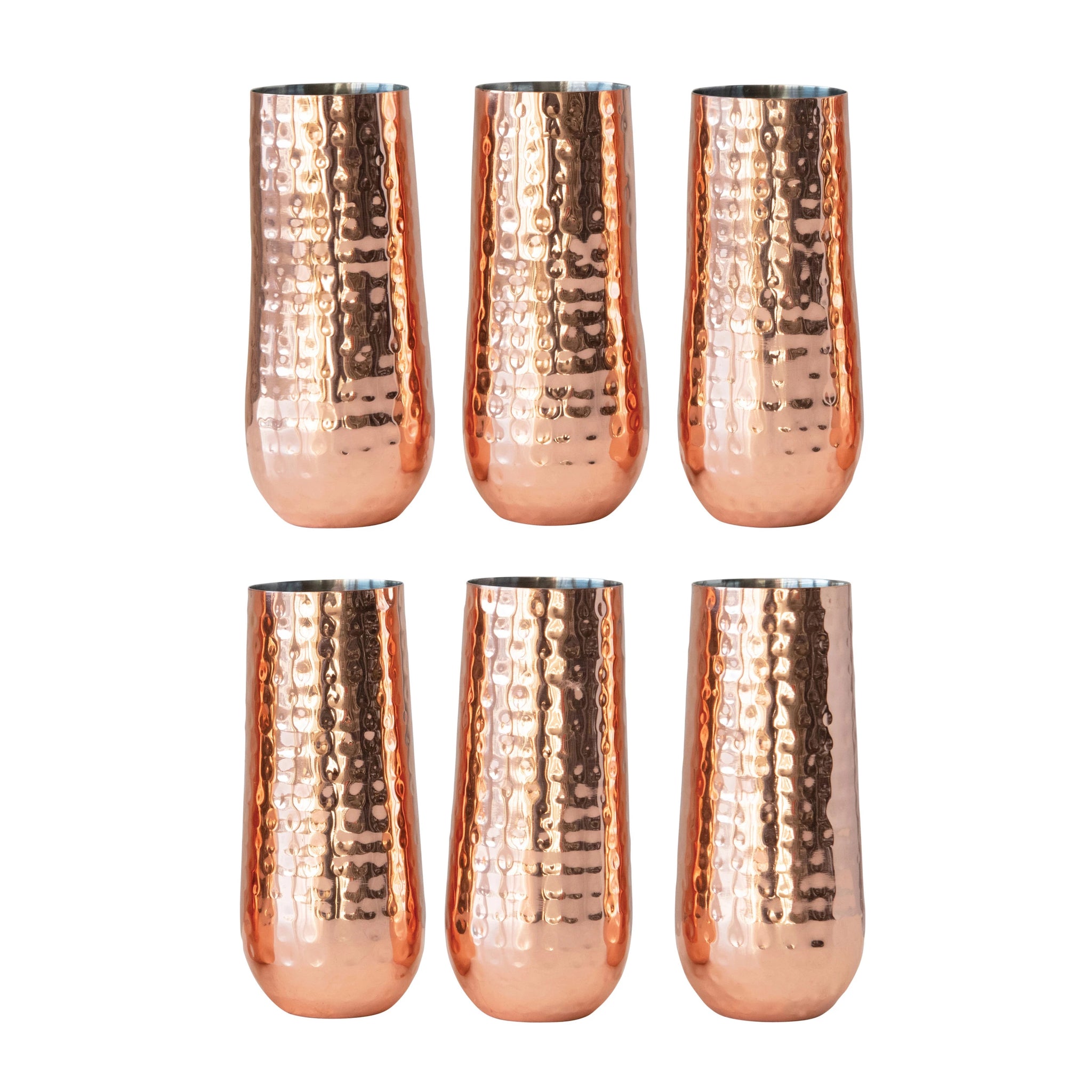 Hammered Copper Stemless Champagne Flute