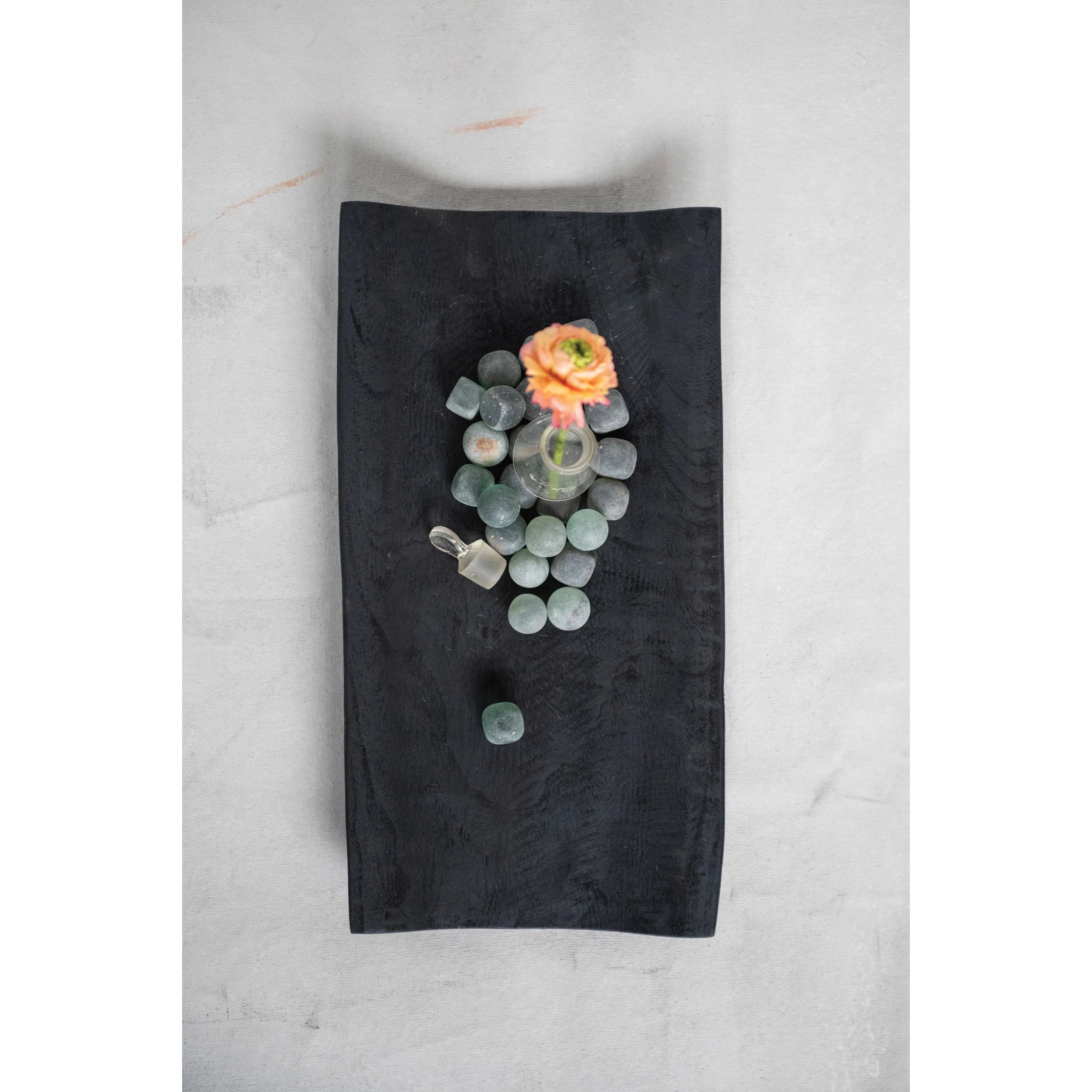 Curved Black Wood Tray