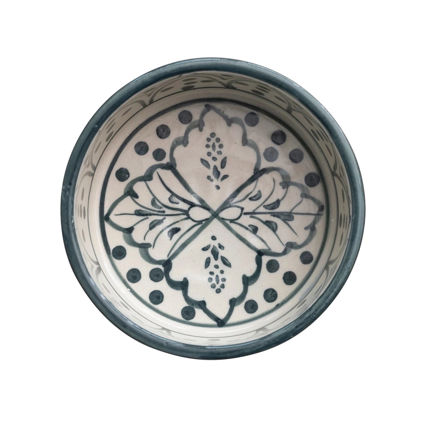 Blue and Cream Painted Pet Bowls