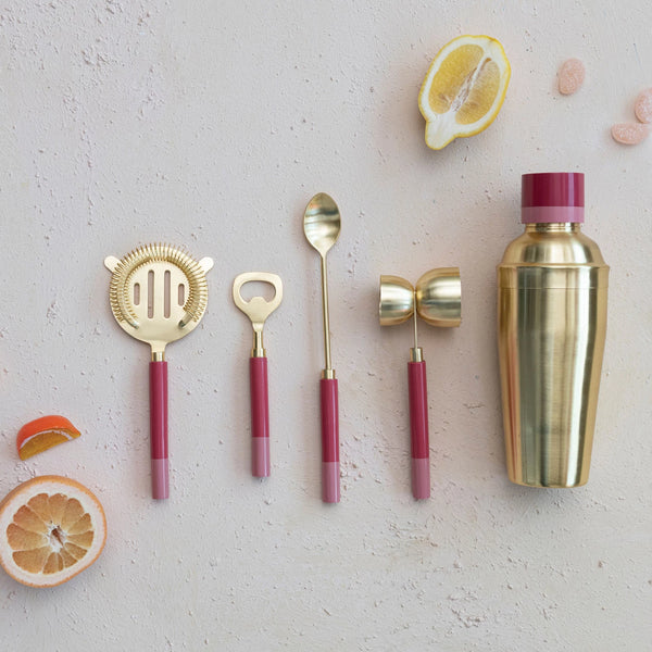 Pink and Brass Bar Tools