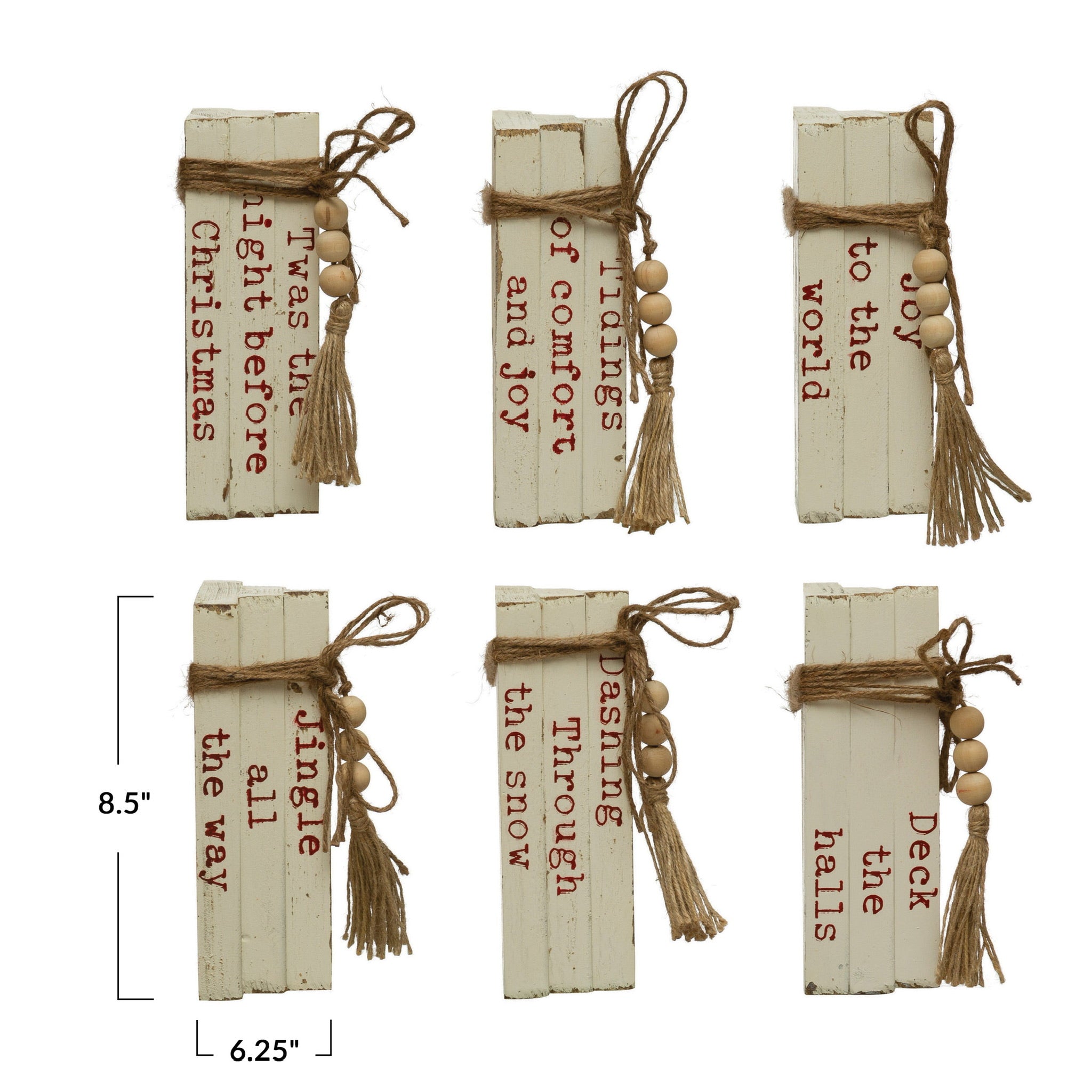 Wood Block Faux Books with Holiday Saying