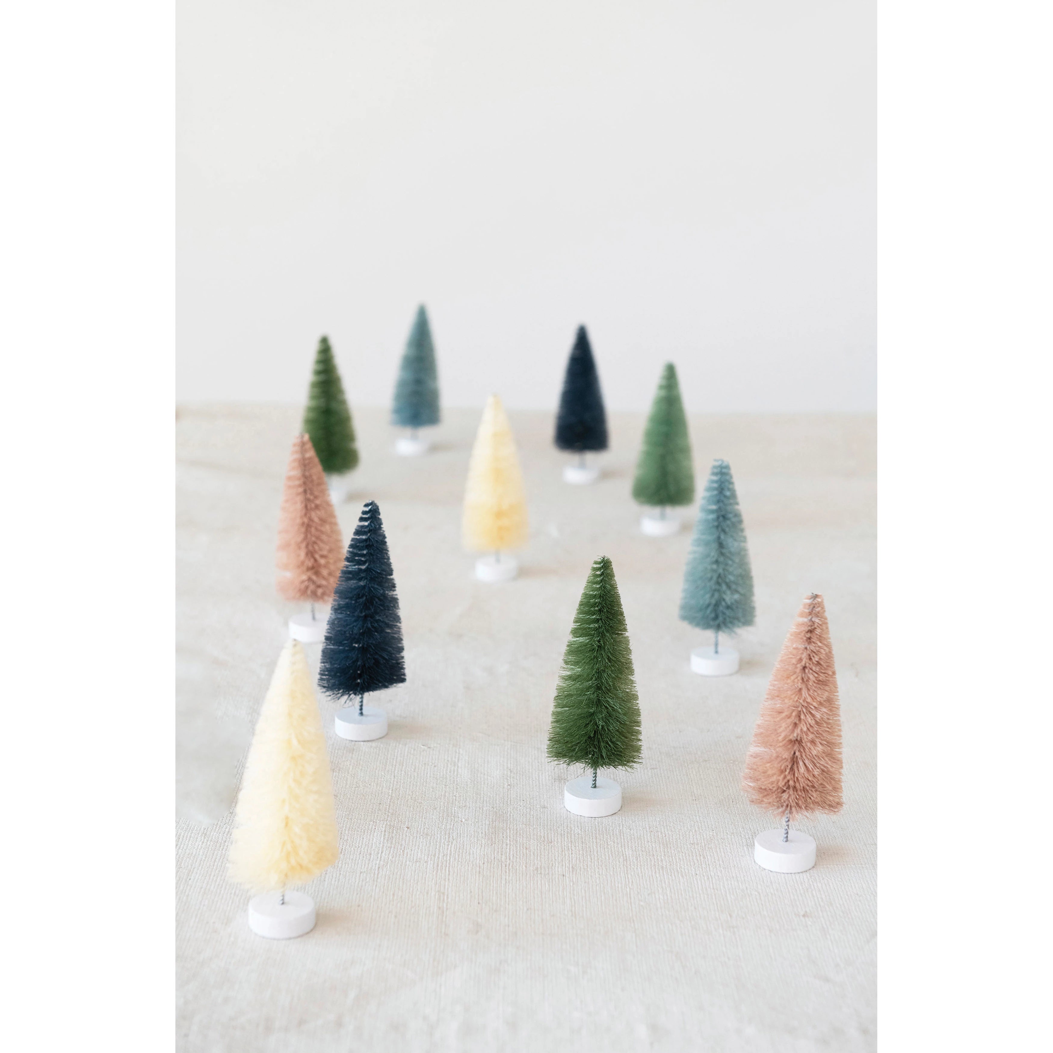 Set of 12 Muted Bottle Brush Trees