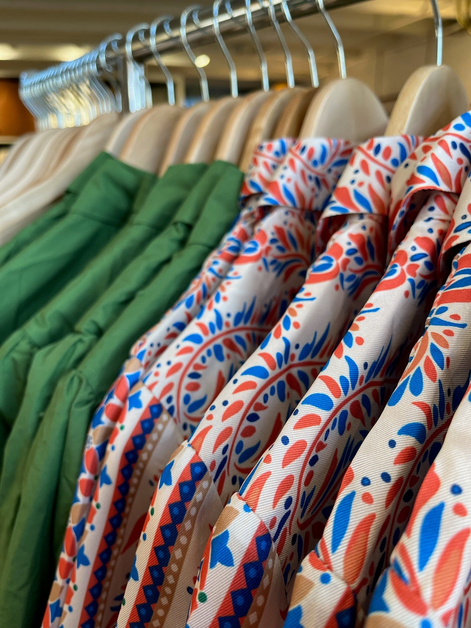 colorful clothing on a rack