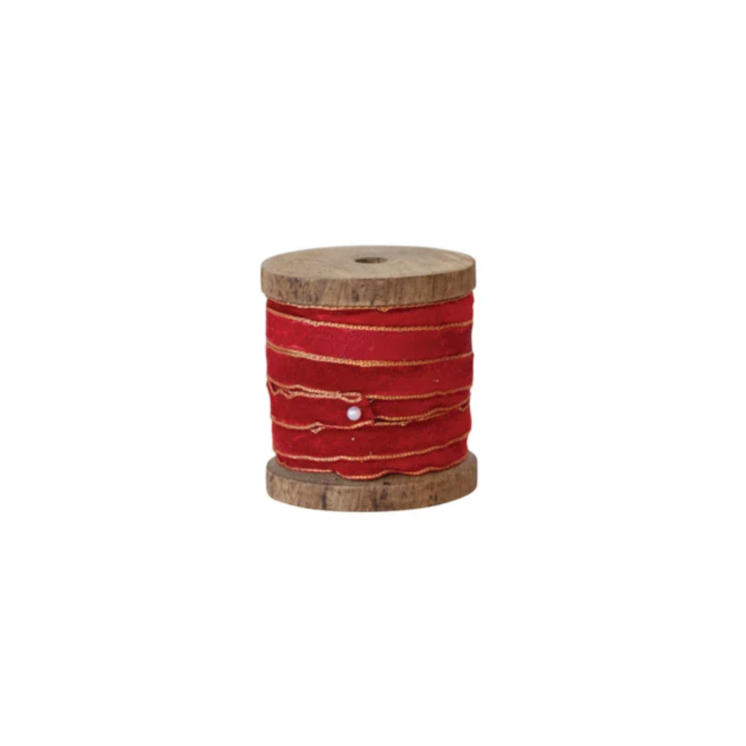 Velvet Ribbon with Metallic Edging