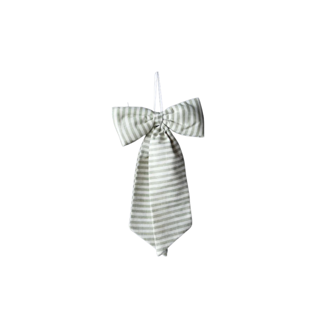 Striped Light Green Fabric Bow