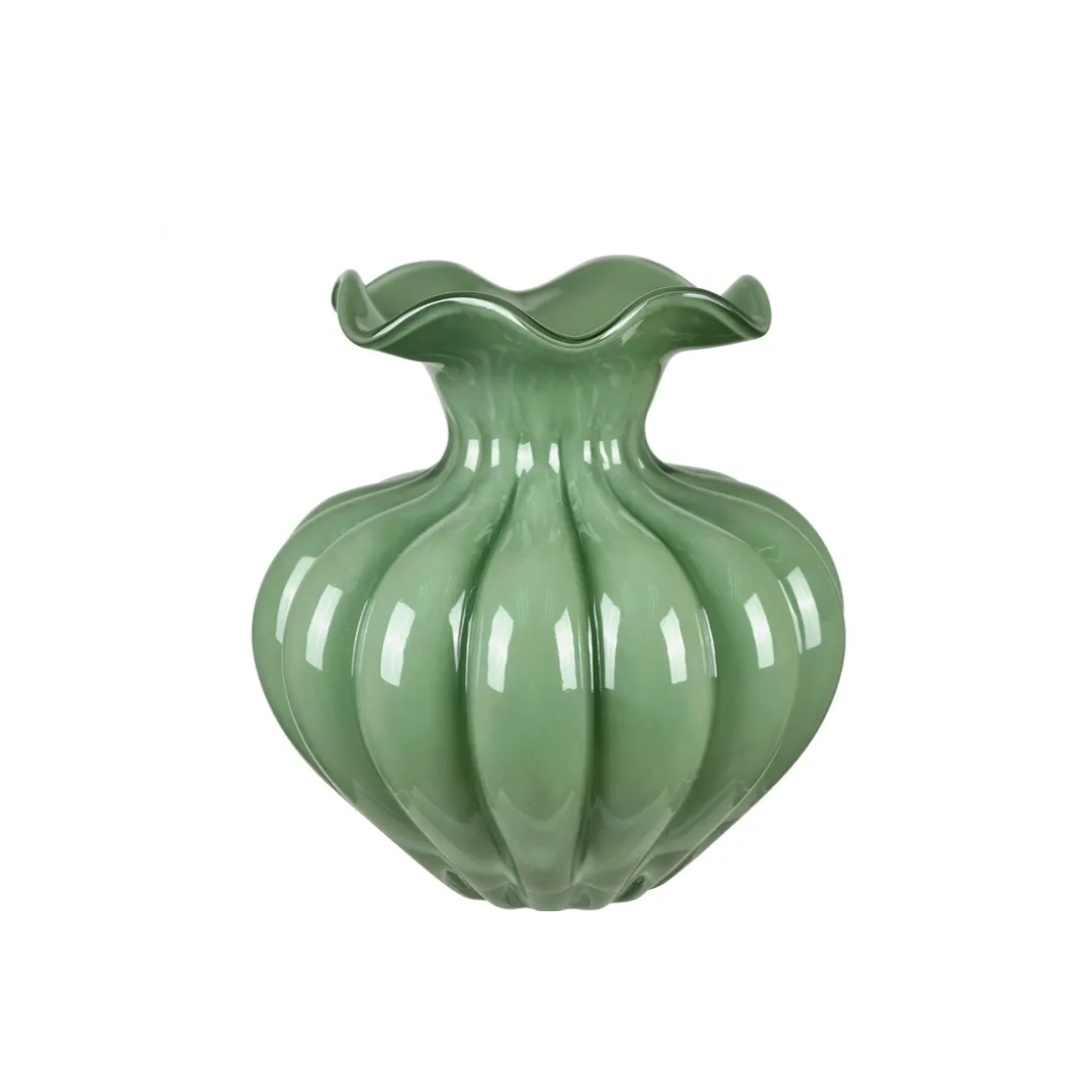 Jade Green Curved Vase