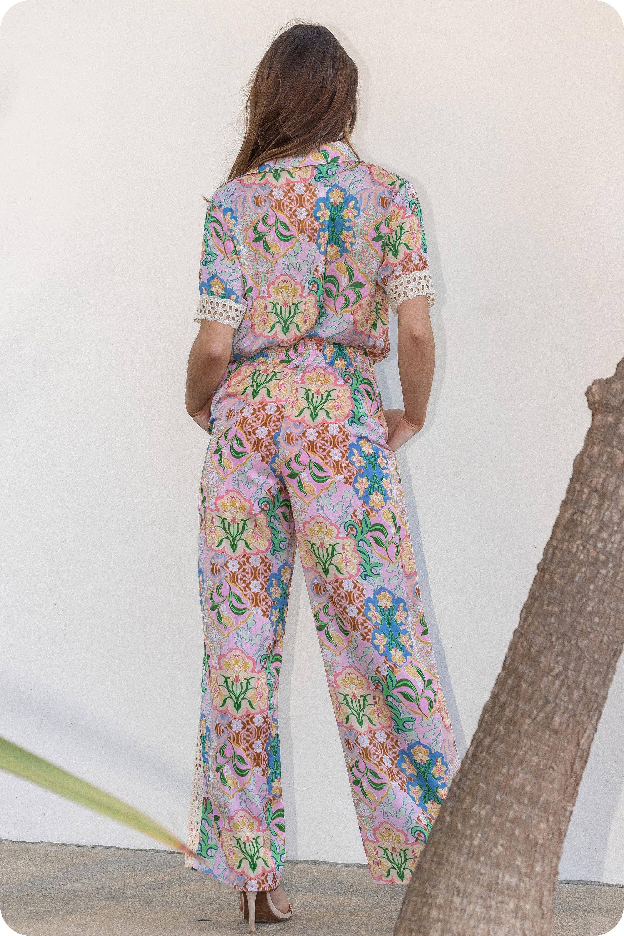 Garden Party Crochet Satin Pants