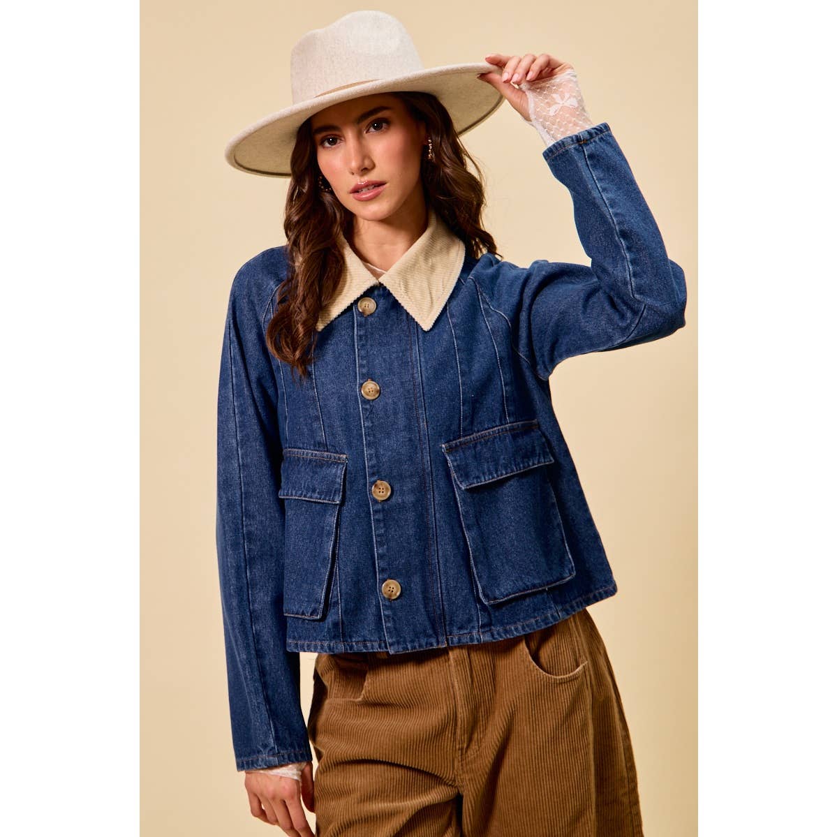Zip Up and Button Denim Jacket