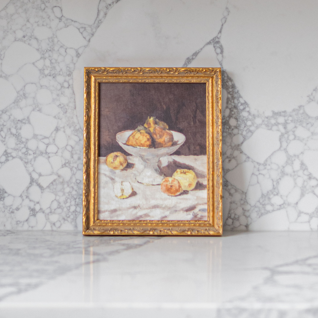 Antique Fruit in Brass Gold Frame