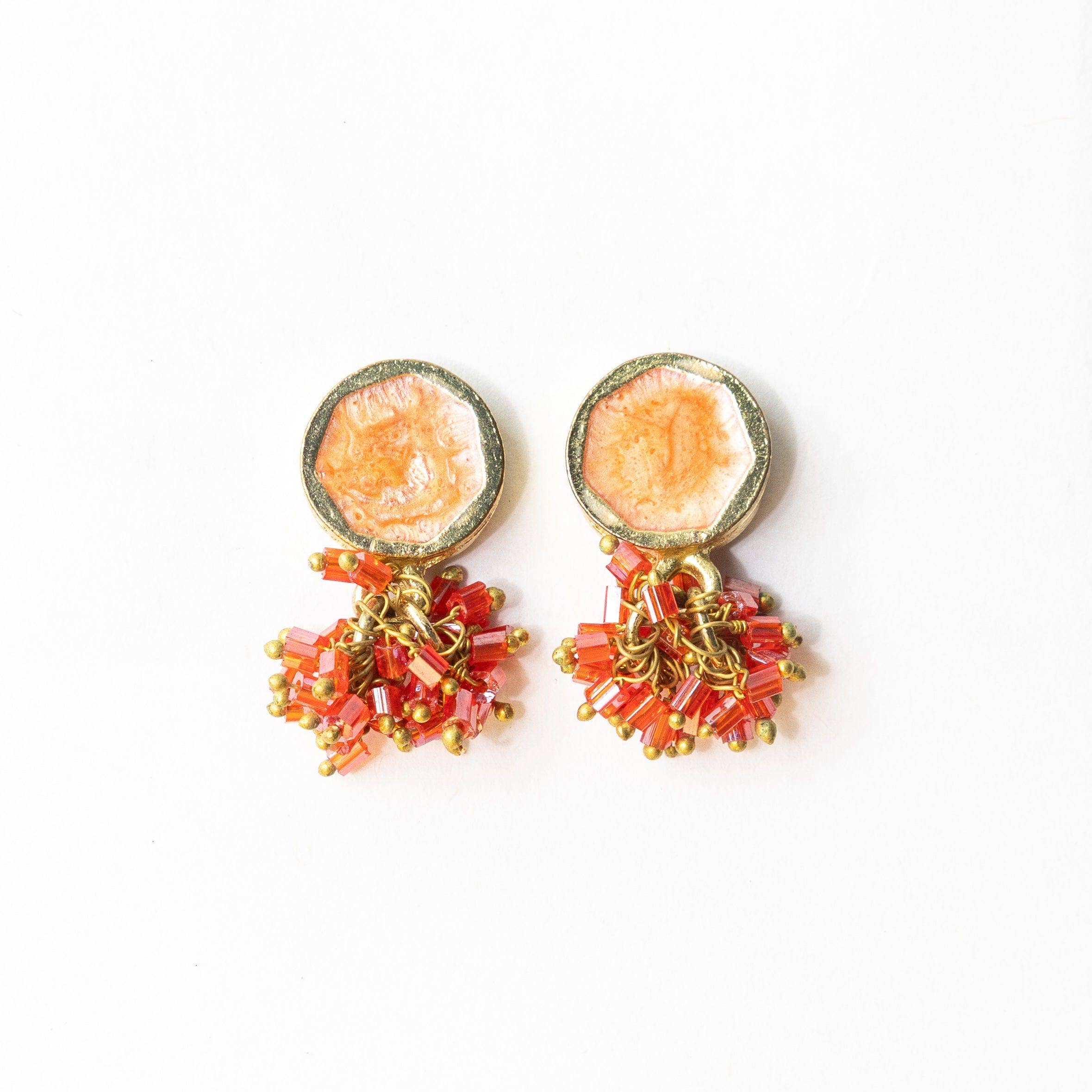 Coral Enamel Earrings