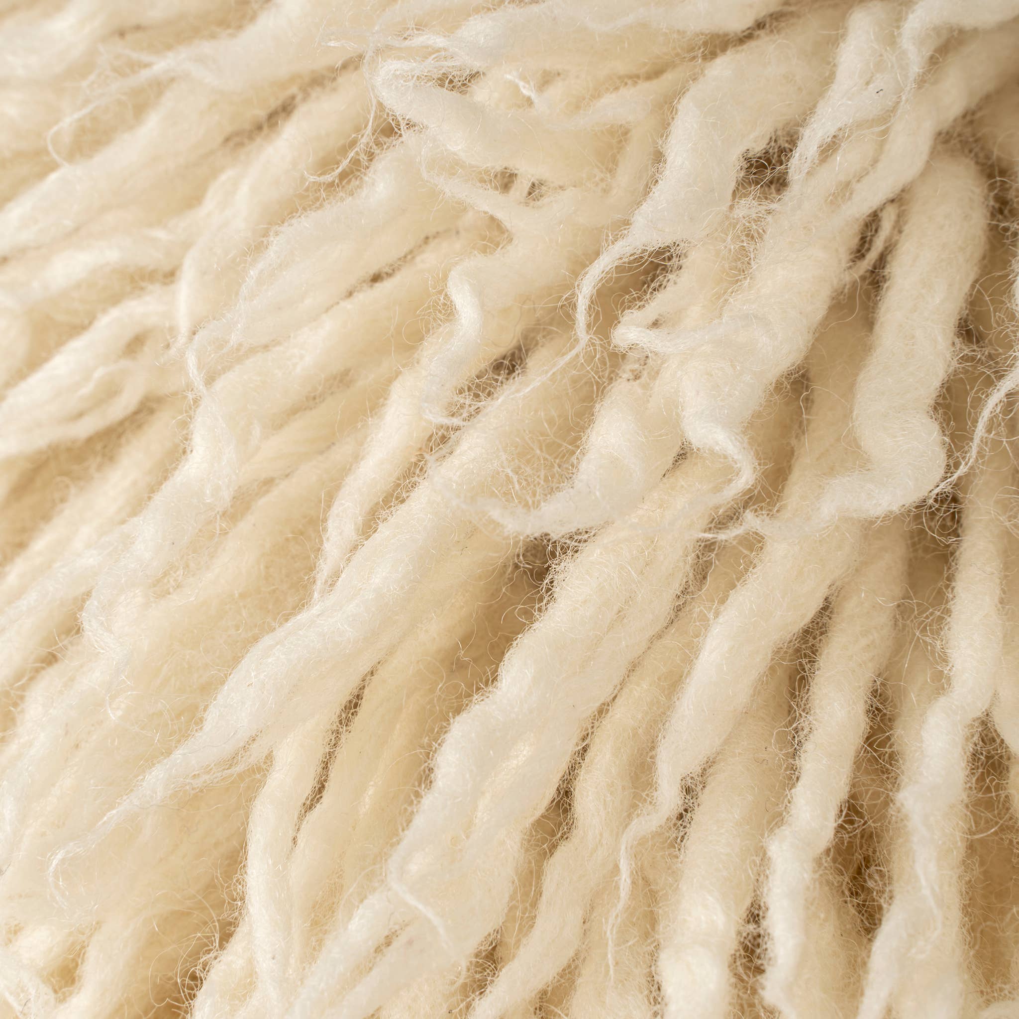 Cream Shaggy Wool Pillow