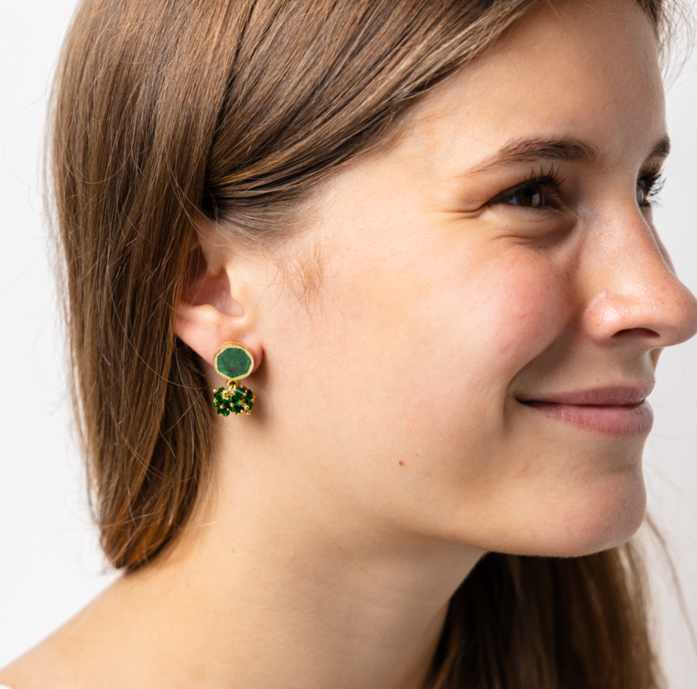 Leaf Green Enamel Earrings