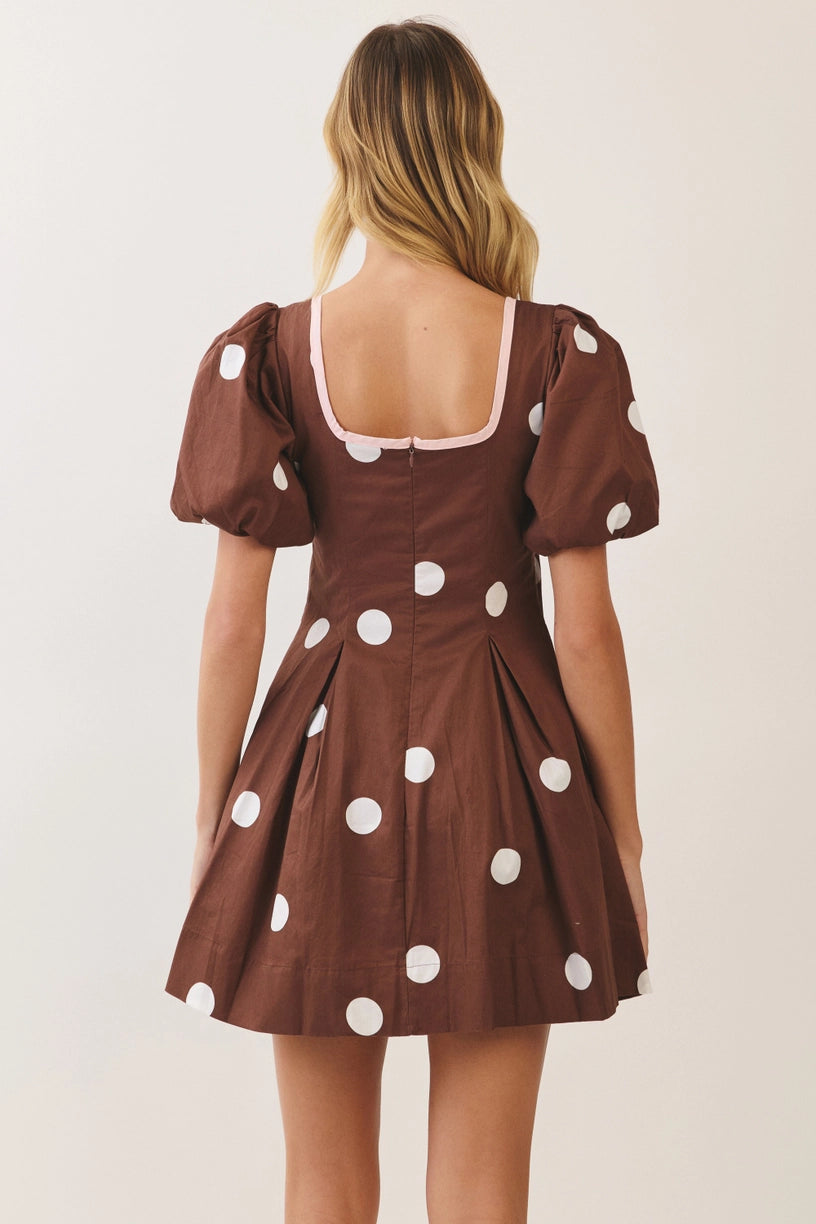 Chocolate Polka Dot Mini Dress