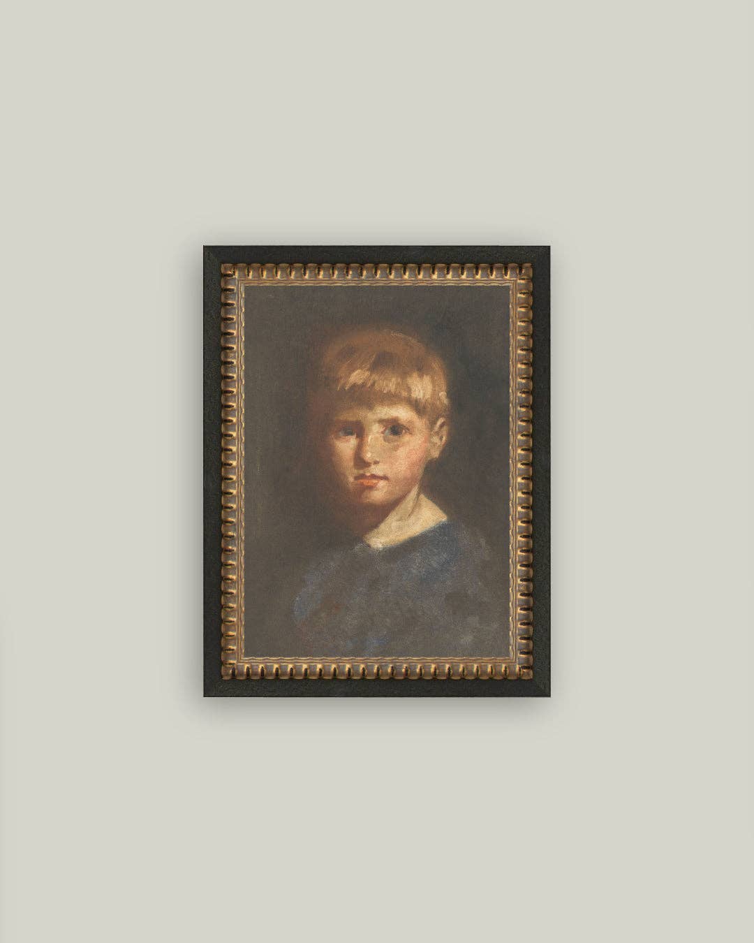 Boy in Blue Framed Antique Art