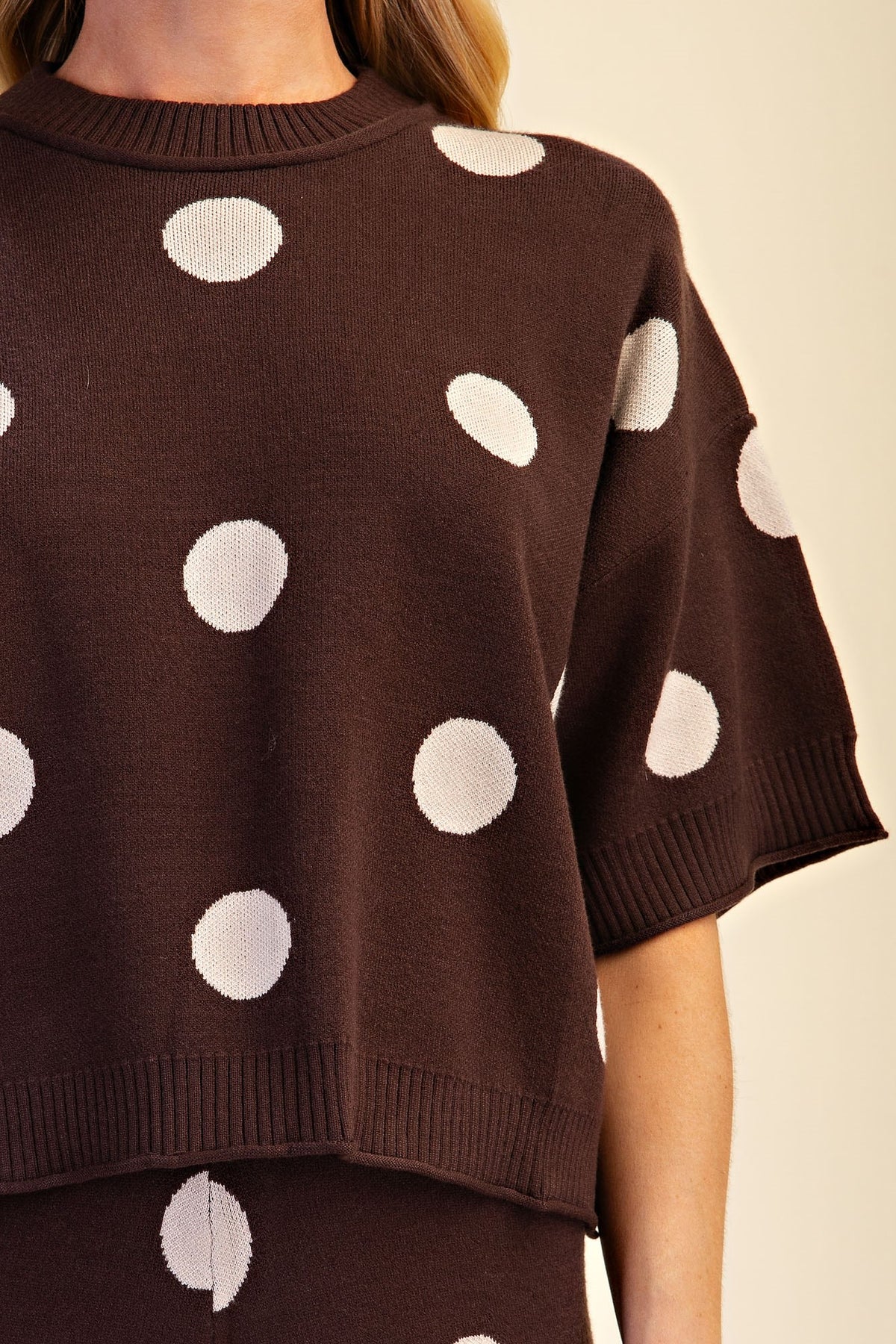 Polka Dot Short Sleeve Sweater & Pants Set