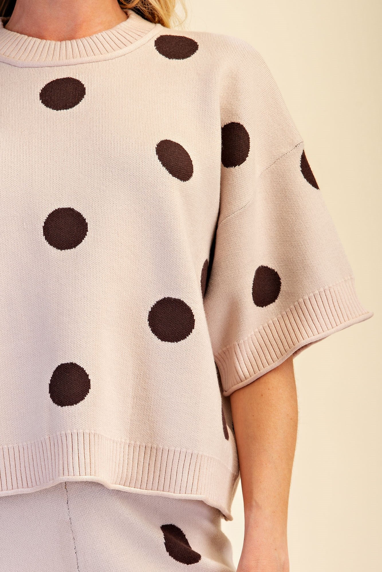 Polka Dot Short Sleeve Sweater & Pants Set