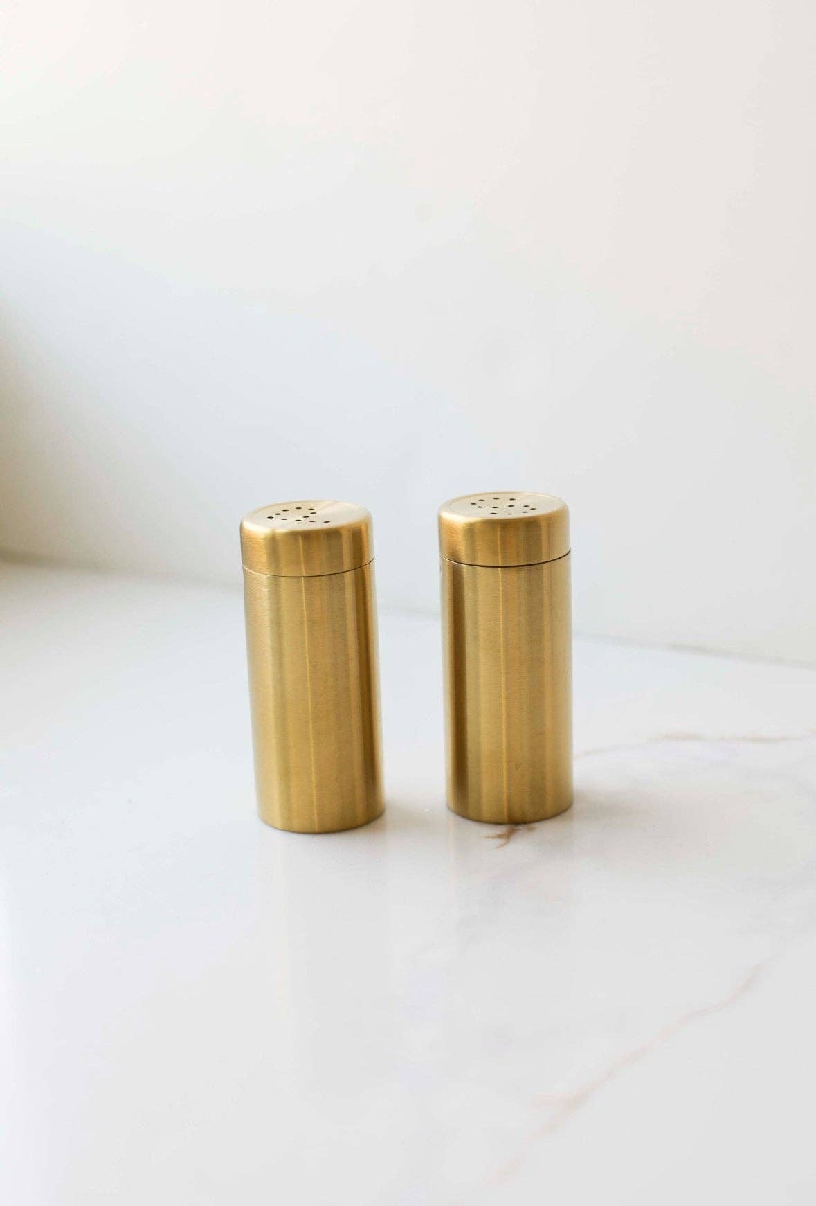 Gold Stainless Steel Salt and Pepper Shakers