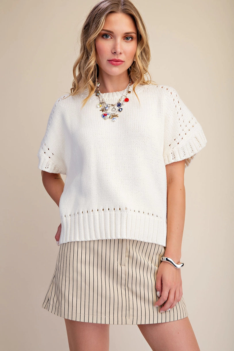 Short-Sleeve Crew-Neck Sweater