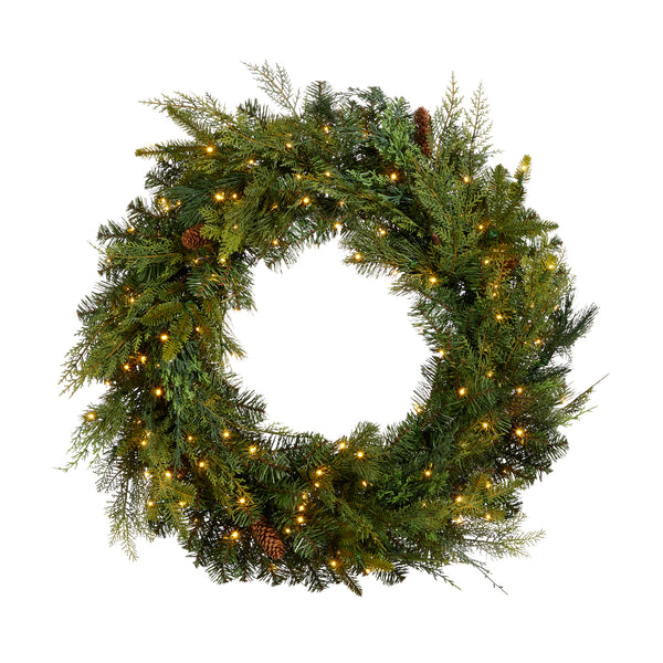 Pine Wreath with LED Lights