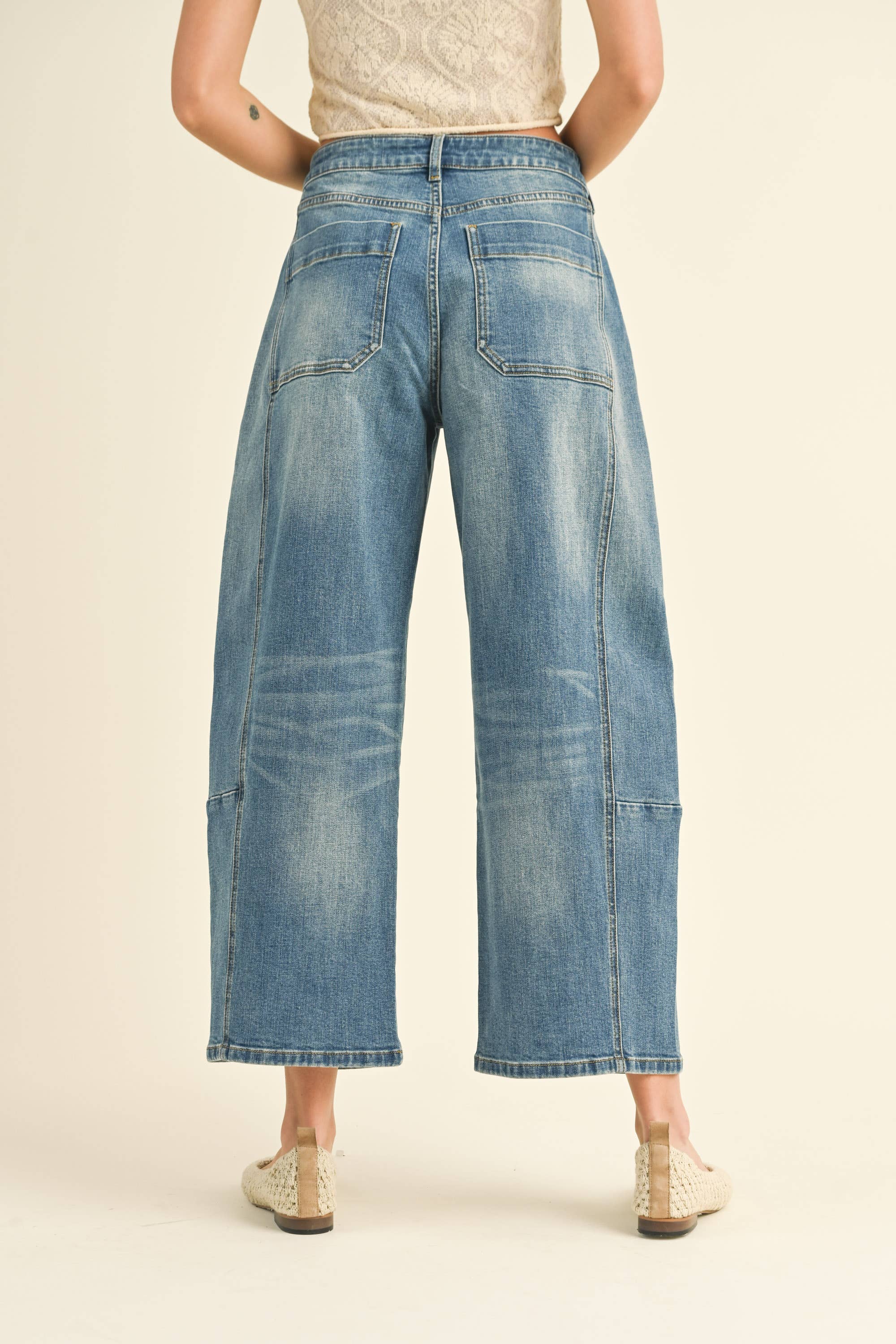 Loose Fit Ankle Length Denim Pants