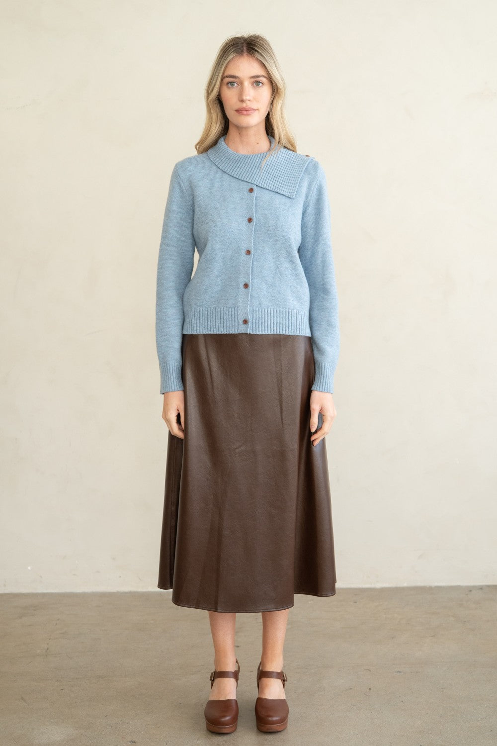 Asymmetric Rib Collar Cardigan