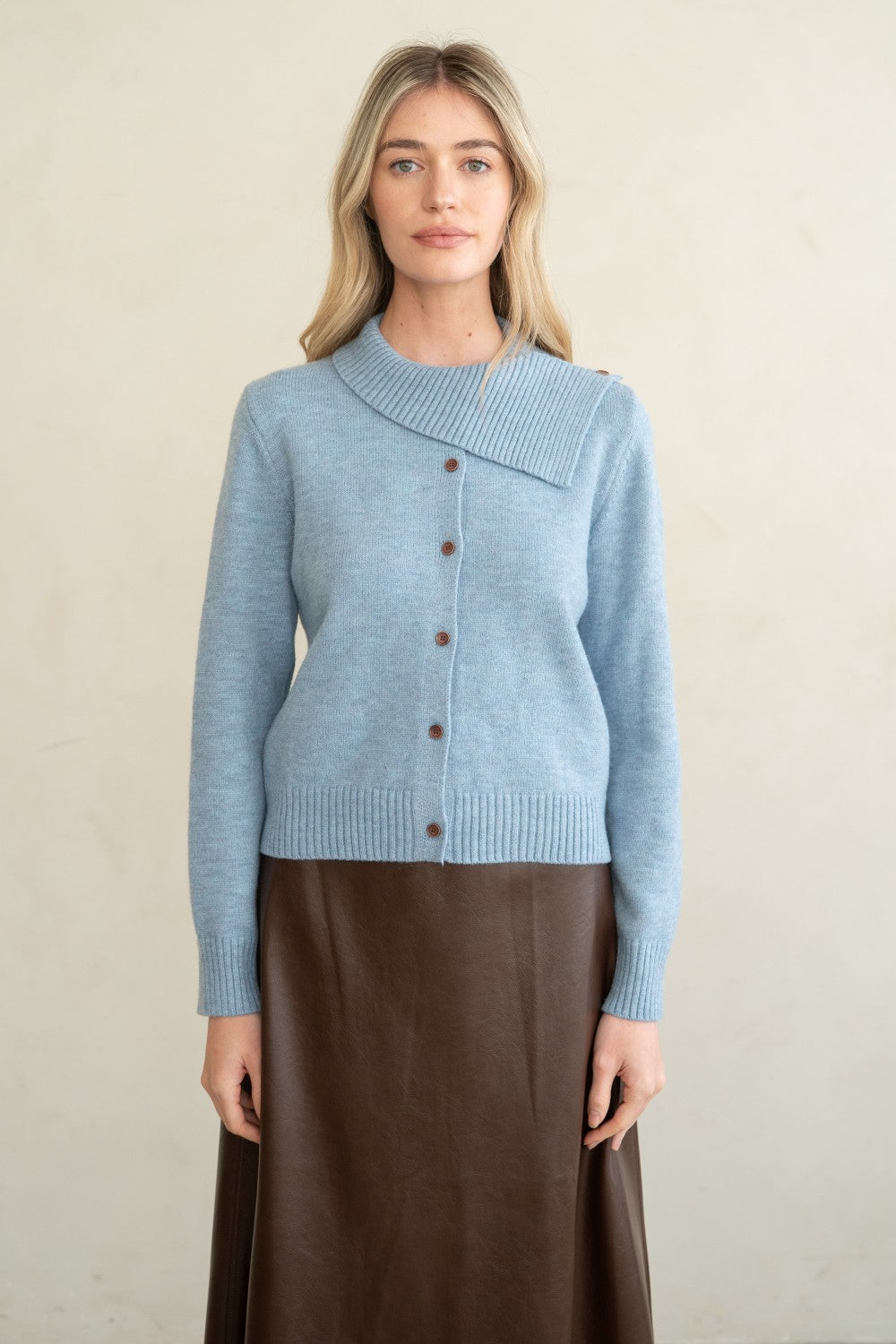 Asymmetric Rib Collar Cardigan