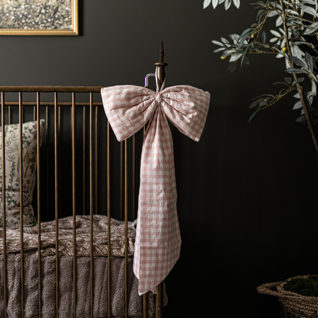 Pink Gingham Fabric Bow