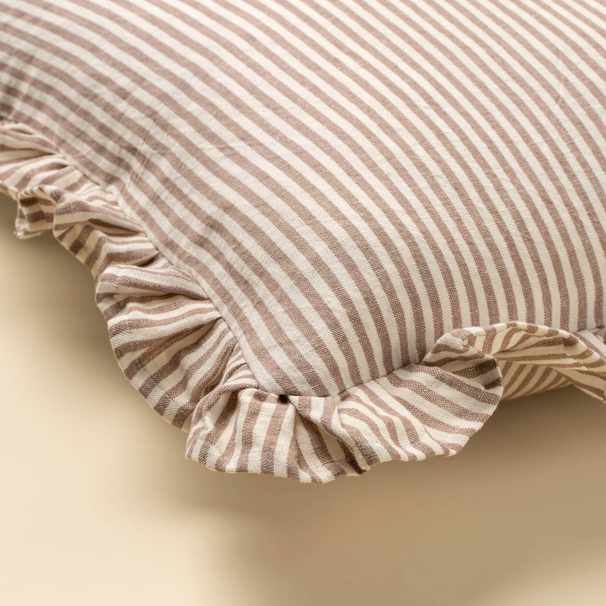 Fawn Ruffle Thin Stripe Pillow