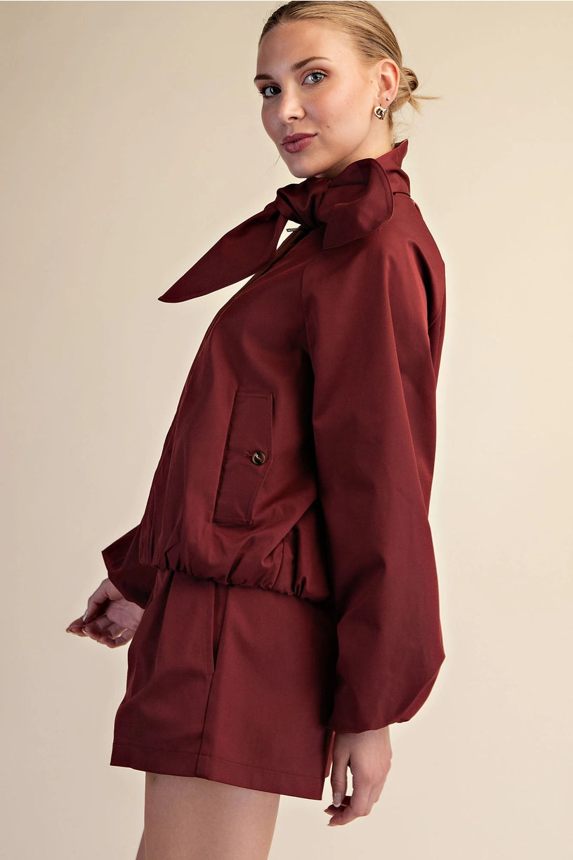 Scarf Collar Puffy Jacket