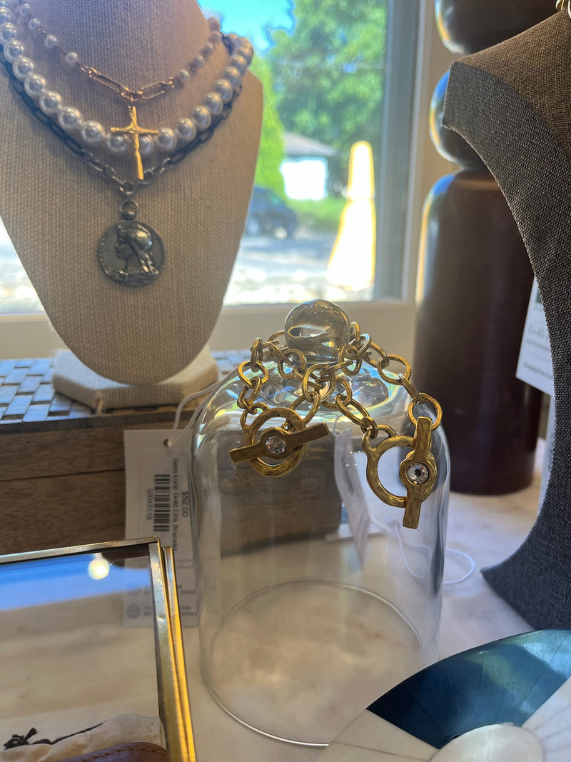 Gem Loop Gold Link Bracelet