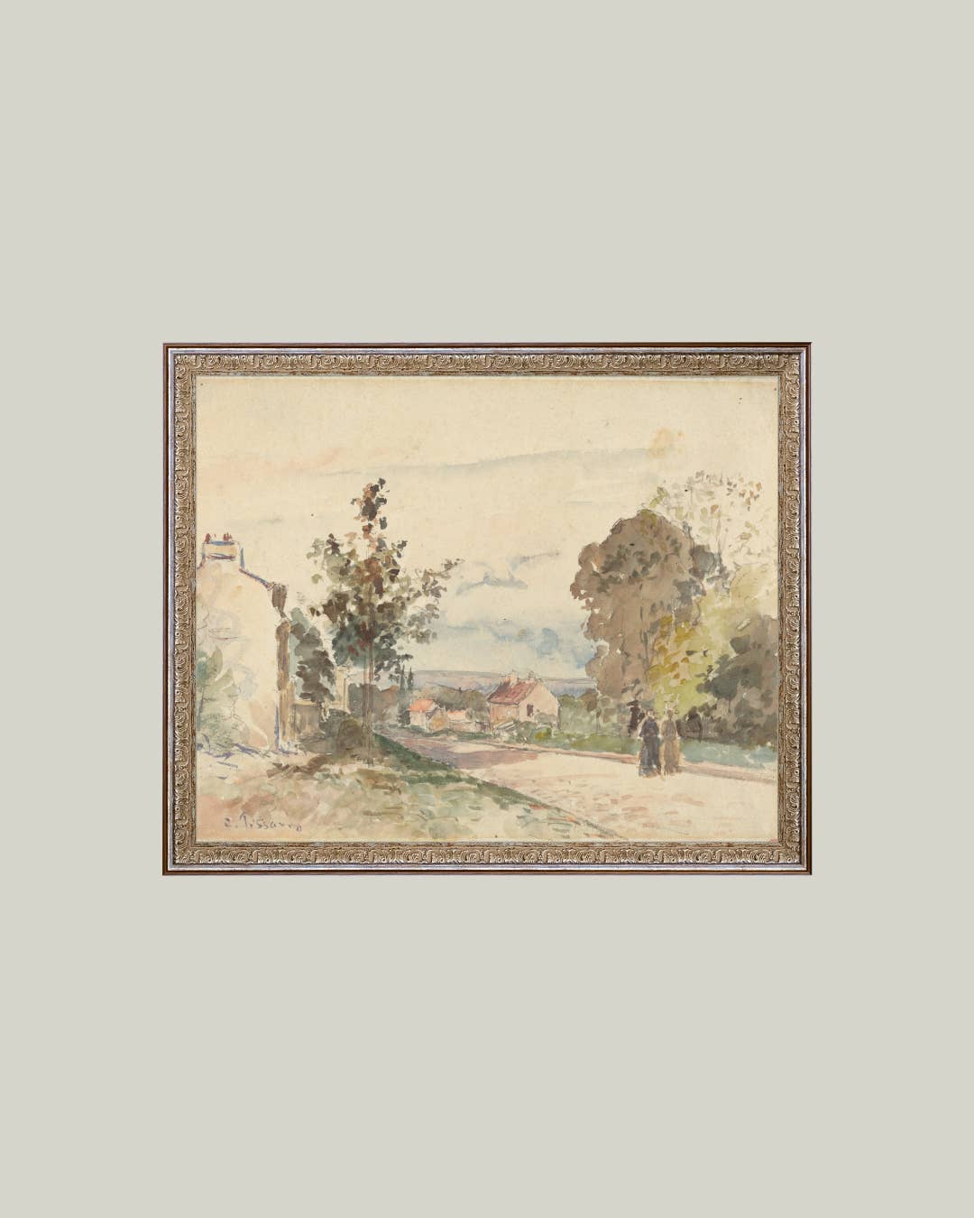 Village Road To Versailles Framed Antique Art